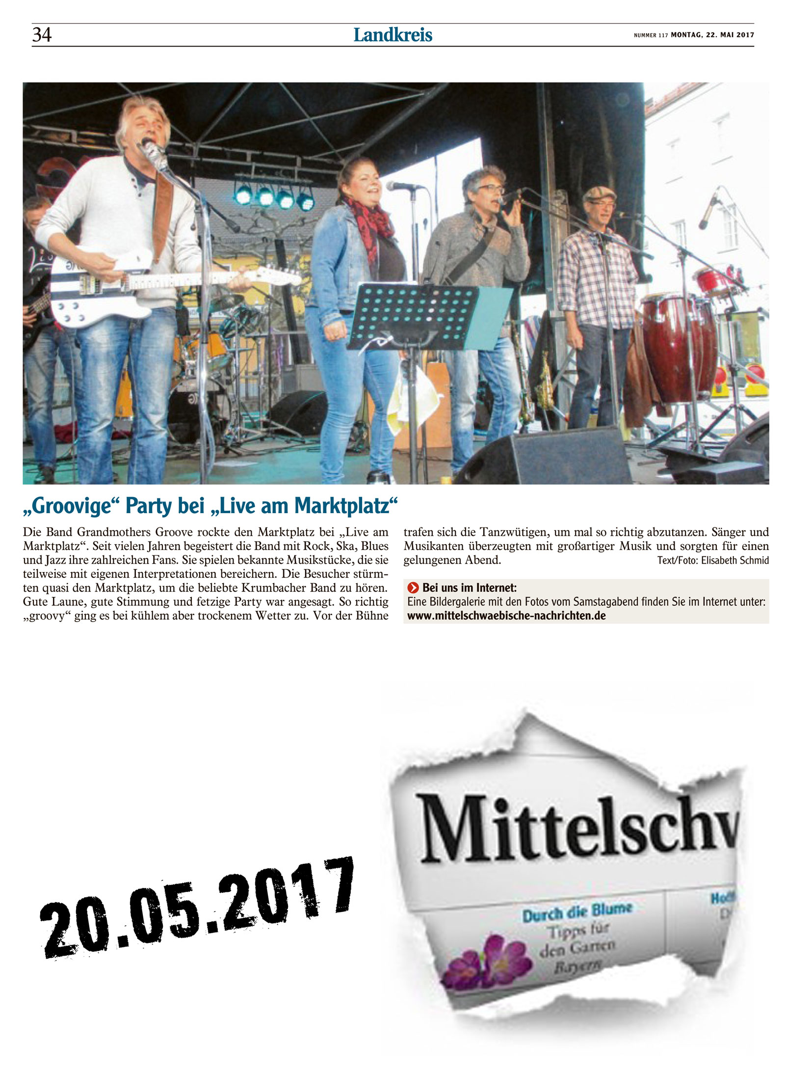 Grandmothers Groove live am Marktplatz 2017 05 20 Mittelschwaebische Nachrichten