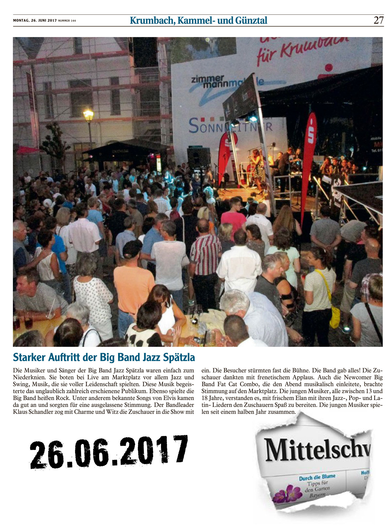 Sassafrass und Felix Böhm bei Live am Marktplatz 2017 06 19 Mittelschwaebische Nachrichten